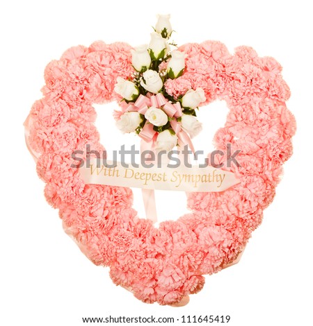 Funeral Flower Arrangements on Silk Funeral Flower Arrangement In Heart Design Stock Photo 111645419