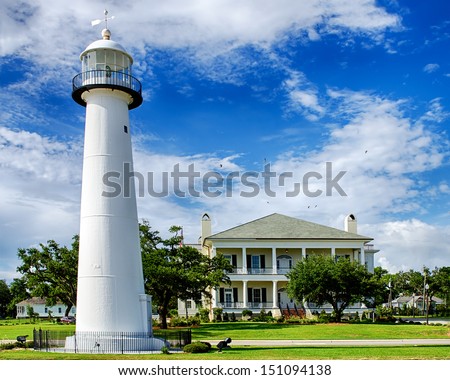 Historic Lighthouse Landmark And Welcome Center In Biloxi, Mississippi