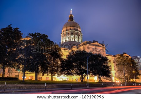 Georgia State Capitol Building In Atlanta At Night