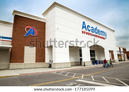 HIRAM, GA - FEB. 1, 2014: Customers leave an Academy Sports and Outdoors store in Hiram, Ga., on Feb. 1, 2014. The Texas-based company operates more than 170 locations, mainly in the Southeast U.S.