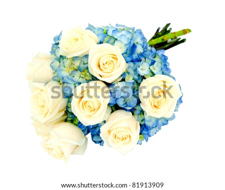 stock photo Wedding bridal bouquet flower arrangement with cream roses and