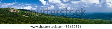 Panorama of stretch of Blue Ridge Parkway near Asheville in Western North Carolina.