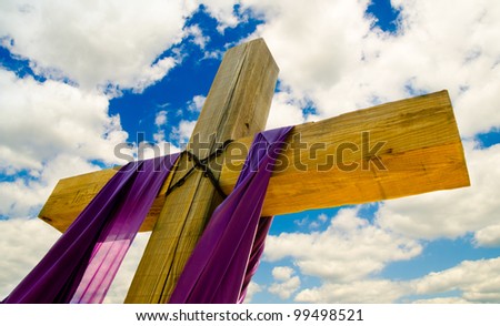 purple draped cross