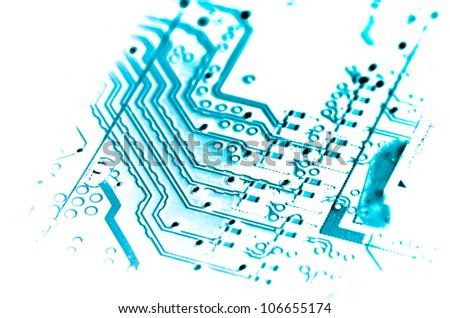 circuit board of laptop abstract, isolated on white