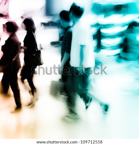 city shopping people crowd at marketplace shoe shop abstract