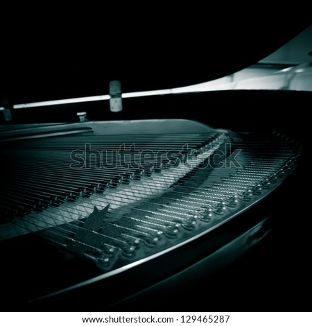 Piano strings and hammer detail
