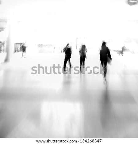 city business people urban scene abstract background, blur motion, black and white