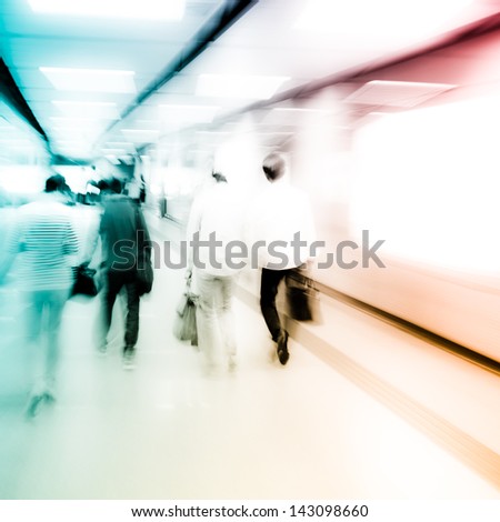 business people crowd walk at subway station abstract Blurred Motion