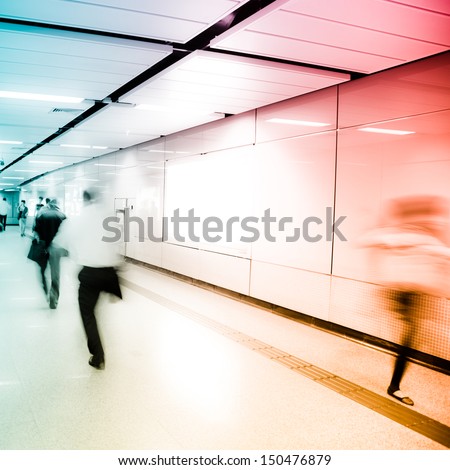 Business People Crowd Walk At Subway Station Abstract Blurred Motion