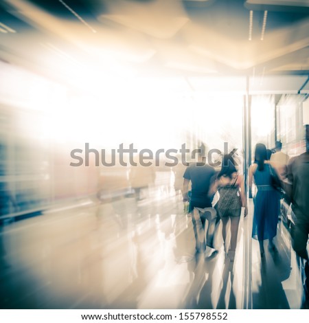 Business People Activity Standing And Walking In The Lobby Motion Blurred Abstract Background