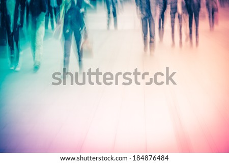 business people activity at big city abstract background. Blur motion.