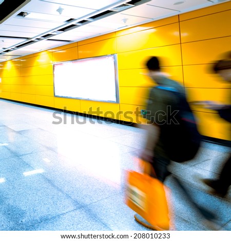 Business passenger, walk at station, activity abstract blur motion.