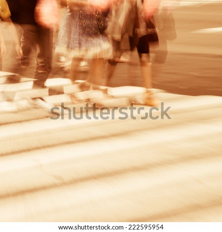 crosswalk and pedestrian at modern city zebra crossing street, blur abstract