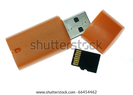 card reader with memory card isolated on white background