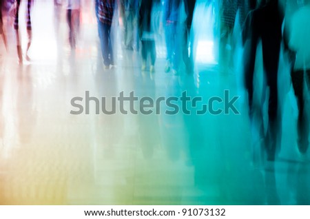 city business people crowd walking abstract background