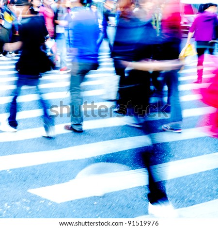 city people crowd on zebra crossing street
