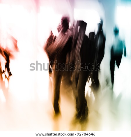 city business people crowd abstract background blur motion