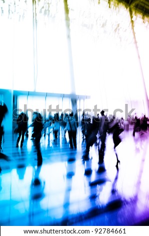 city business people crowd abstract background blur motion