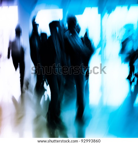 city business person crowd blur motion