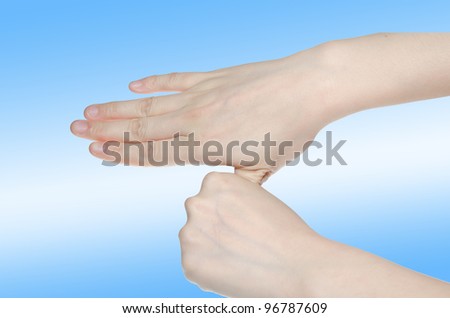 professional medical hand washing gesture isolated step four