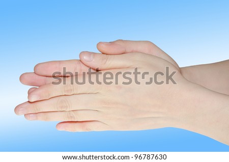 professional medical hand washing gesture isolated step one