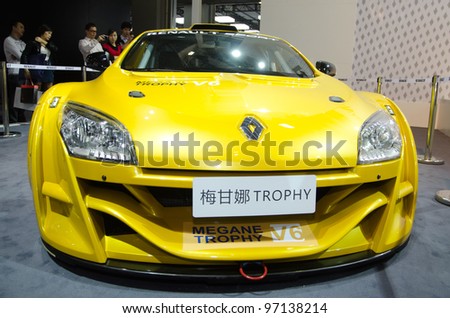 GUANGZHOU, CHINA - NOV 26:Renault Megane Trophy car on display at the 9th China international automobile exhibition. on November 26, 2011 in Guangzhou China.