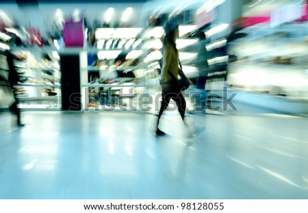 city shopping people crowd at marketplace shoe shop abstract background