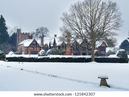 Winter Landscape with an English Tudor Mansion