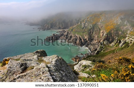 Coastal scene on the Channel Island of Guernsey looking out over the English Channel