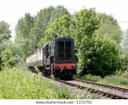 Old Diesel Train on a rural track in England