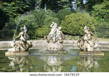 Historic Statues in Fountain in an English Stately home