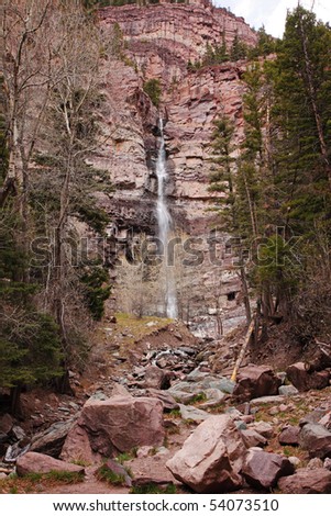 A Waterfall near the Town of Ouray deep inside the Colorado Rocky Mountains, USA