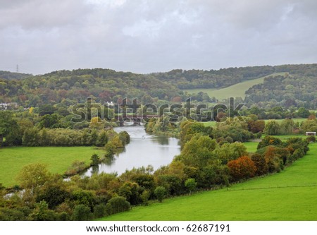 The River Thames in West Berkshire, England, with the leaves just changing into Autumn Colors