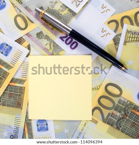 Empty sticker for notes on banknotes 200 euros