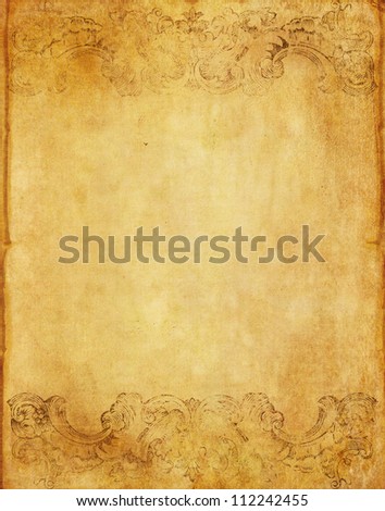 old grunge paper background from book with vintage victorian style