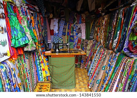 A Fabric/Textile shop in Arusha, Tanzania, Africa