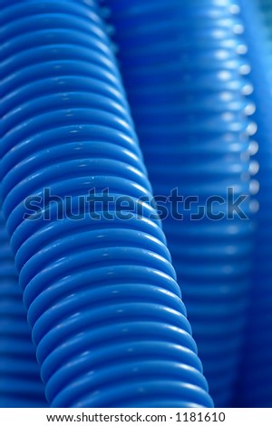 Detail of blue plastic pipes
