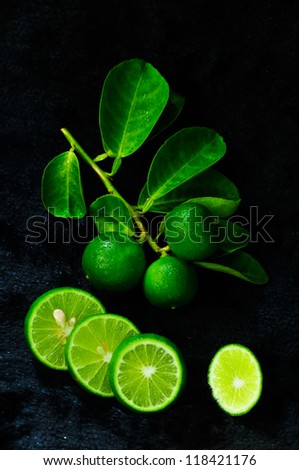 Lemon isolated on black ,It is a type of thai herb.