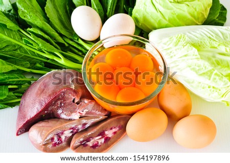 Group of foods with Vitamin B5(PANTOTHENIC ACID) isolated on white.