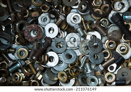 Old metal flat washers show textured background image.