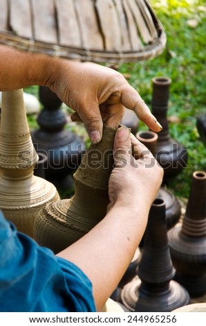 Folk Crafts of molding pottery, Thailand.