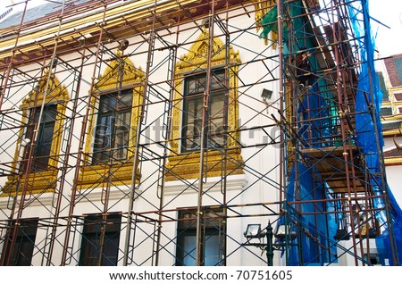 Construction. building scaffolding construction background