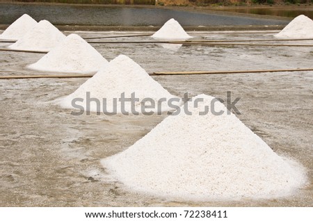 Salt Farm, salt pile in Thailand.