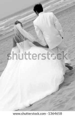 stock photo Beach Wedding Couple