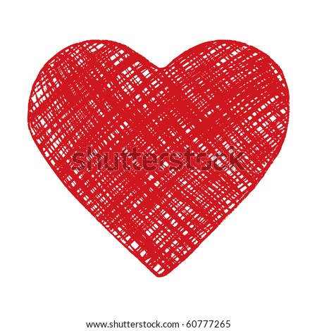 Hand Drawn Red Heart Stock Vector Illustration 60777265 : Shutterstock