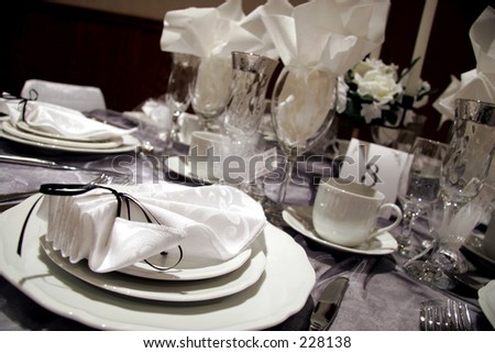 stock photo Formal table setting at a dinner table for a wedding reception 