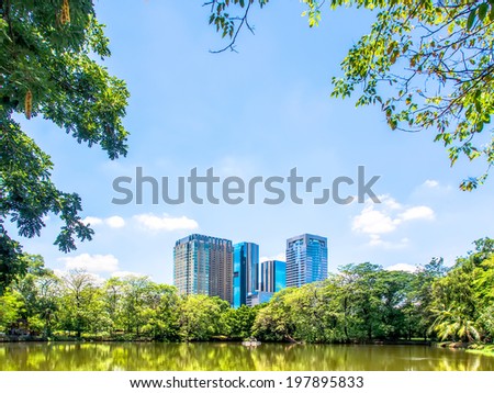 Building with garden and blue sky