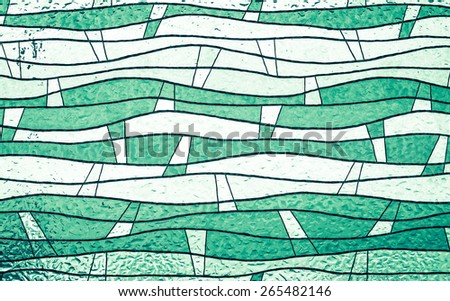 Close up of green stained glass, abstract vintage background