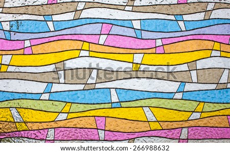Close up of colorful stained glass, abstract vintage background