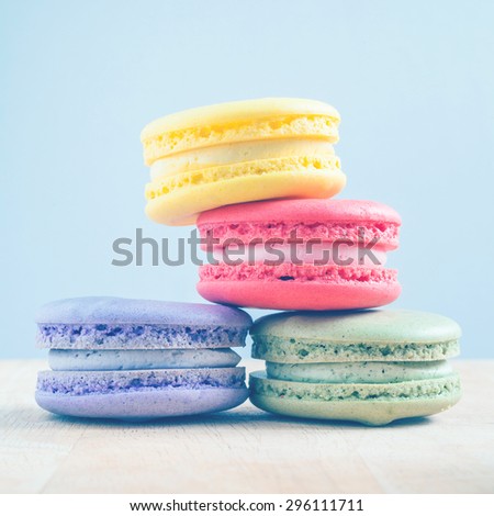 Pastel Macarons, vintage color tone.
